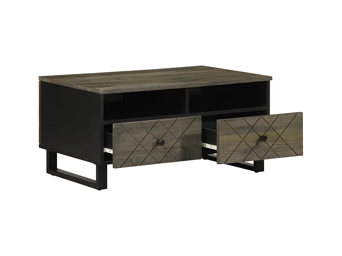Table basse salon-Table d'appoint noir 80x54x40 cm bois massif de manguier SHL61891