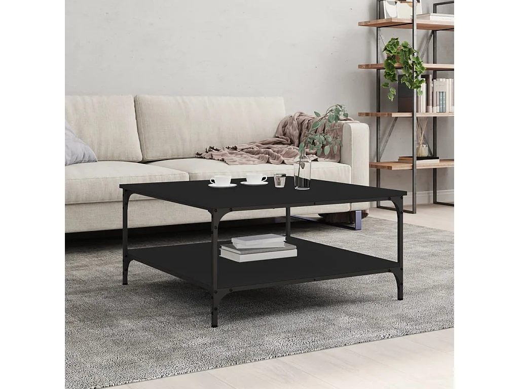 Mesa de centro | Mesa auxiliar y LED madera ingeniería roble ahumado 93x53x45cm SHL3044