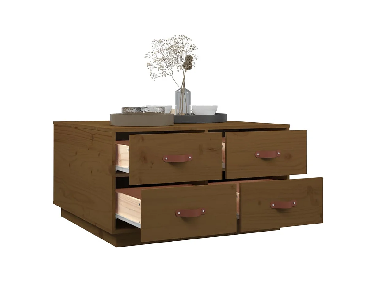 Mesa de centro | Mesa de apoio 80x80x45 cm pinho maciço castanho mel