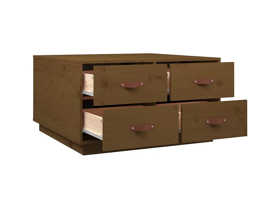 Mesa de centro | Mesa de apoio 80x80x45 cm pinho maciço castanho mel