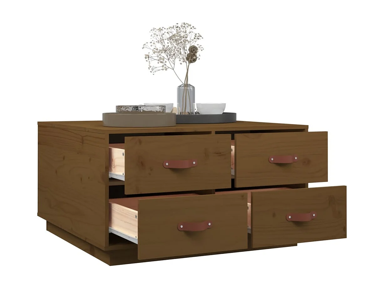 Couchtisch-Wohnzimmertisch-Beistelltische Honigbraun 80x80x45 cm Massivholz Kiefer SHL70932