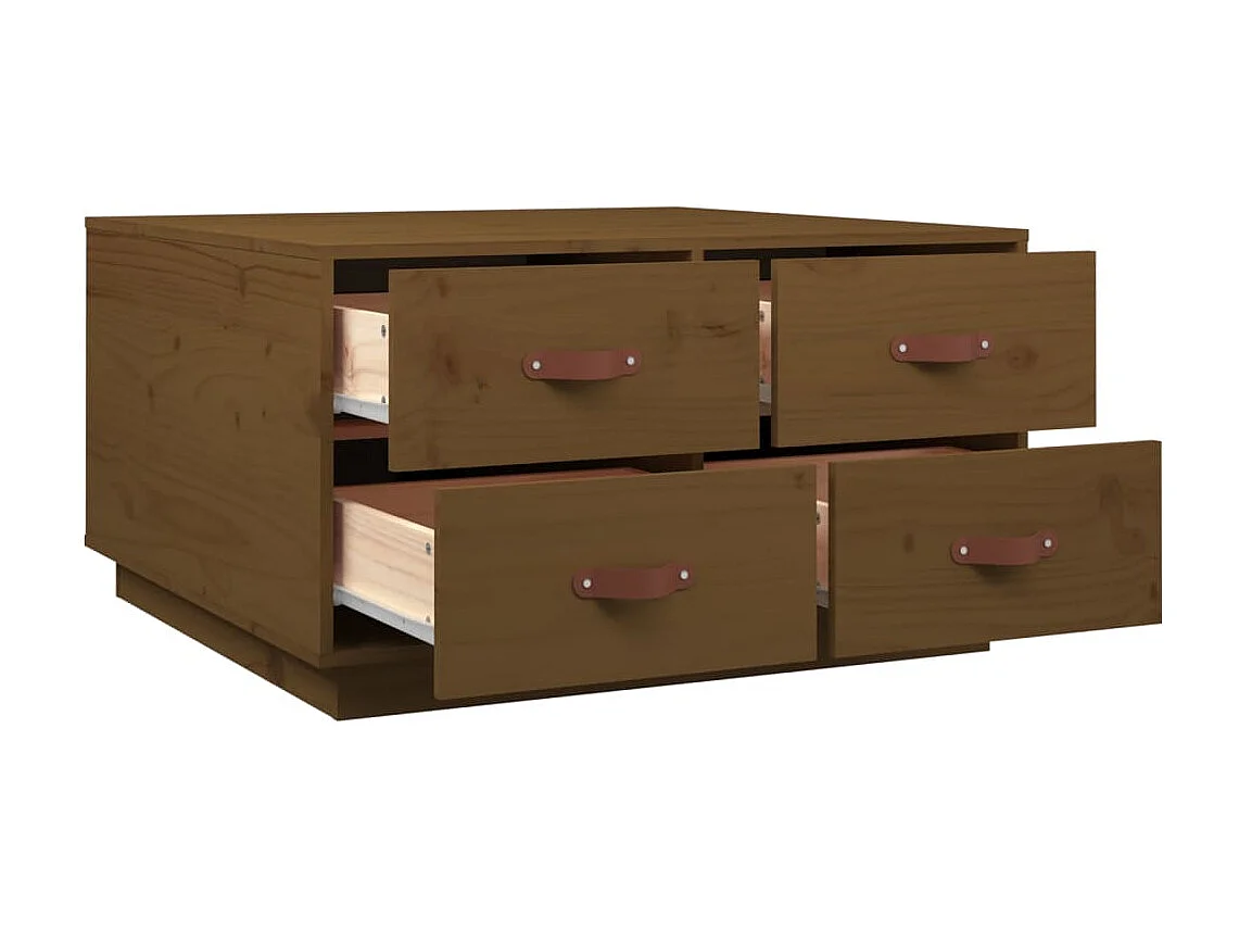 Couchtisch-Wohnzimmertisch-Beistelltische Honigbraun 80x80x45 cm Massivholz Kiefer SHL70932