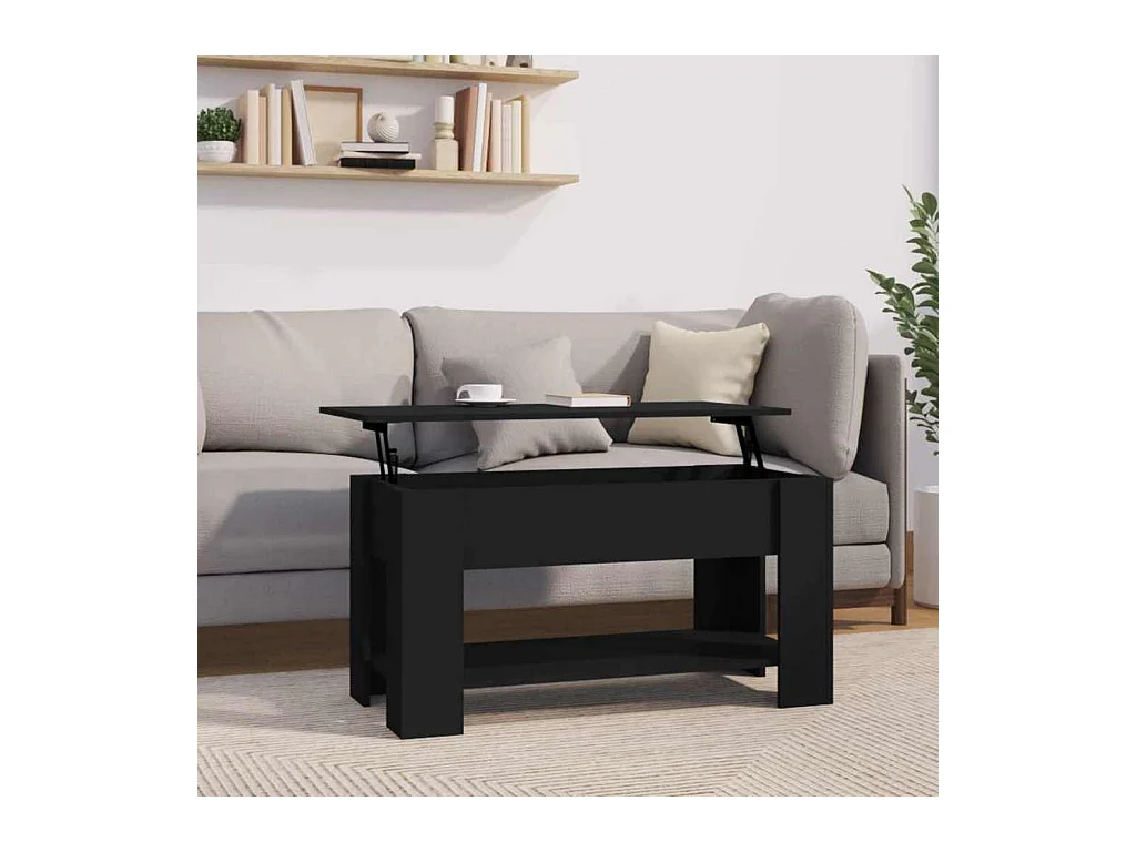 Mesa de centro | Mesa de apoio 101x49x52 cm madeira processada preto