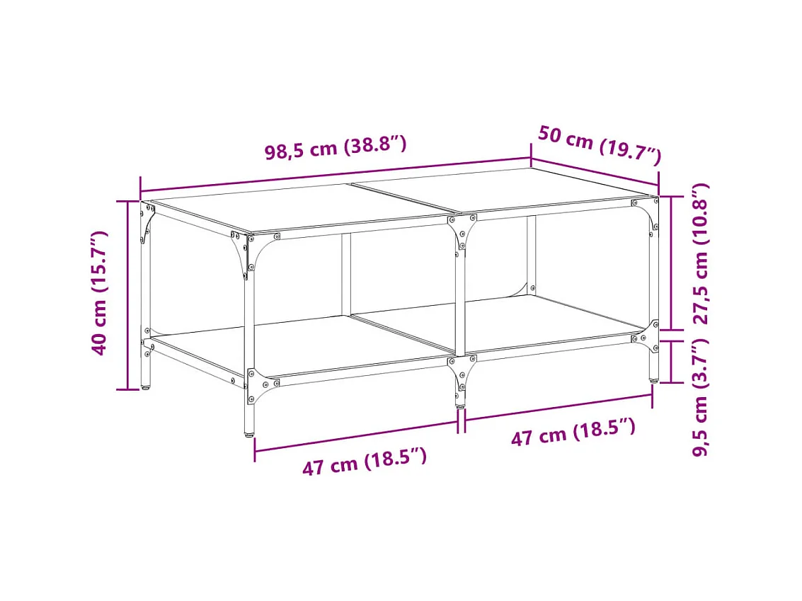 Mesa de centro-Mesa auxiliar FLAM madera maciza de pino 100x50x32,5 cm SHL2310