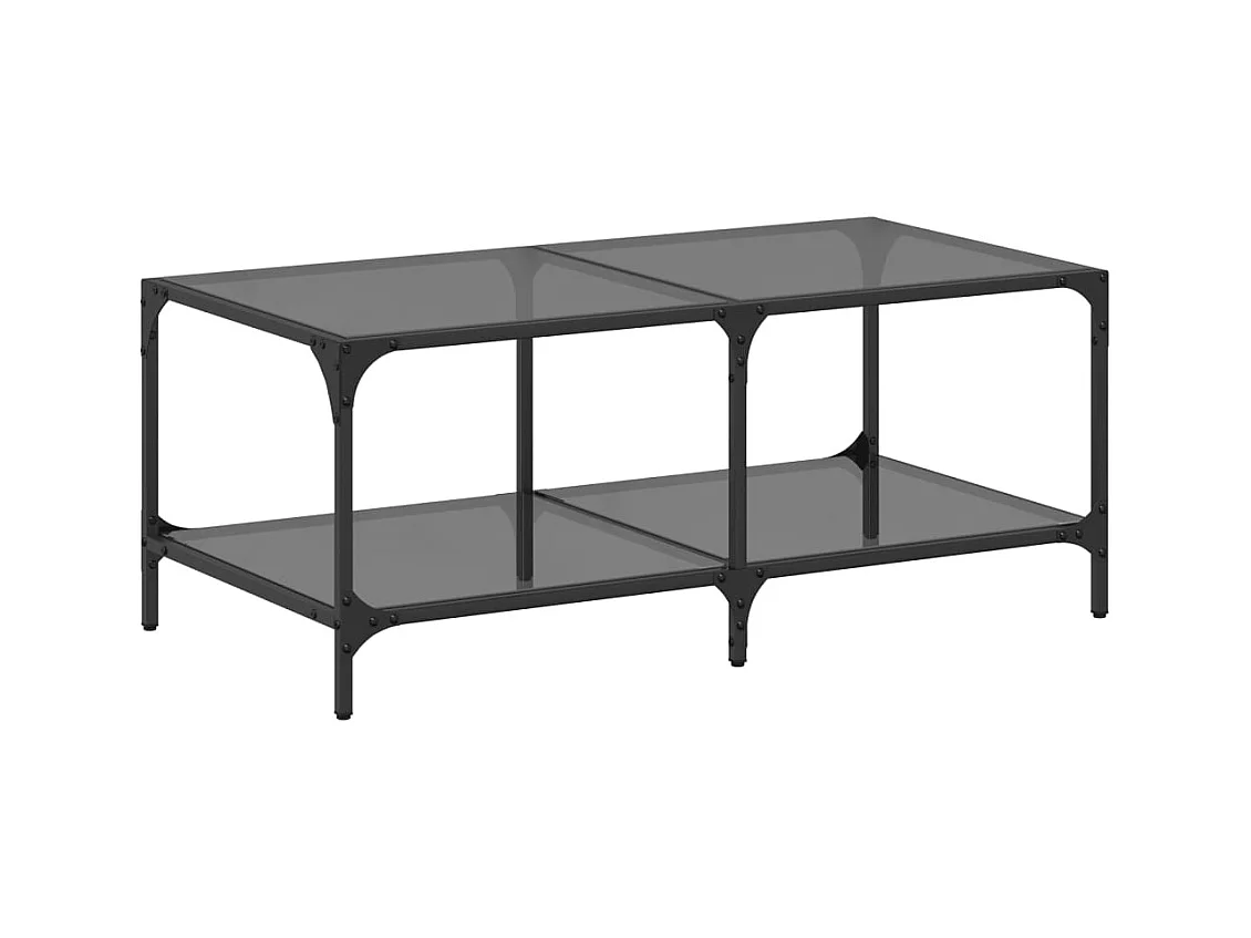 Table basse salon-Table d'appoint-dessus en verre noir 98,5x50x40 cm acier SHL74392