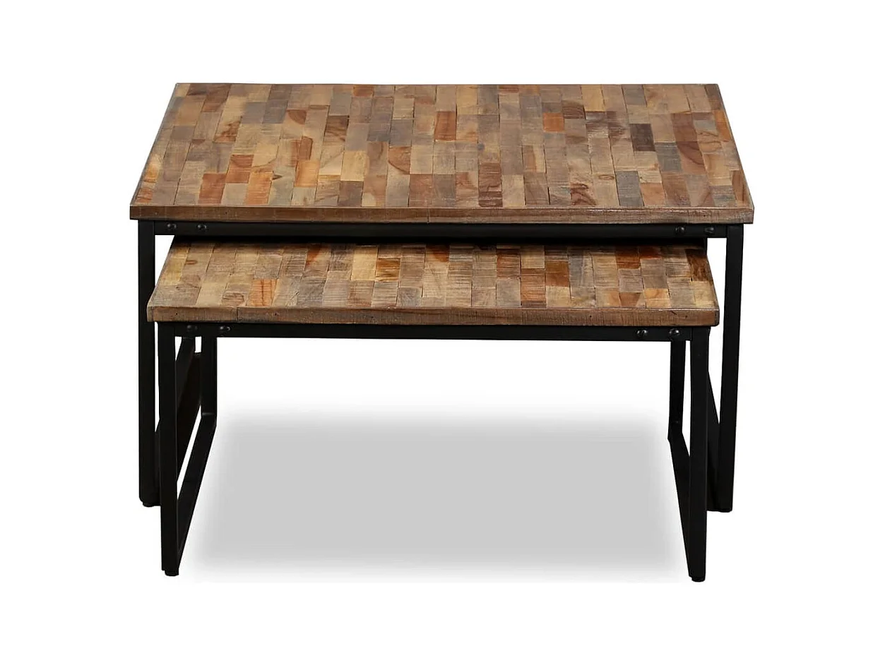 Ensemble de table basse gigogne 2 pcs Teck massif récupération SHL22838