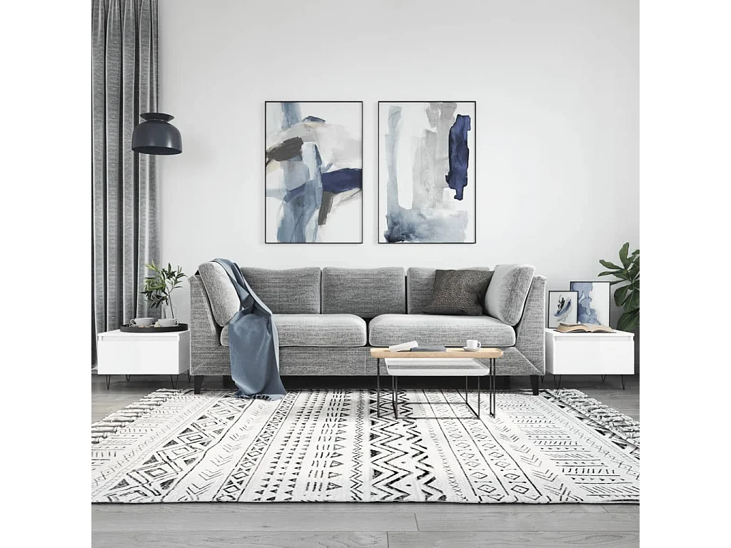 Mesa de centro | Mesa auxiliar madera maciza de mango negra 80x50x40 cm SHL4895