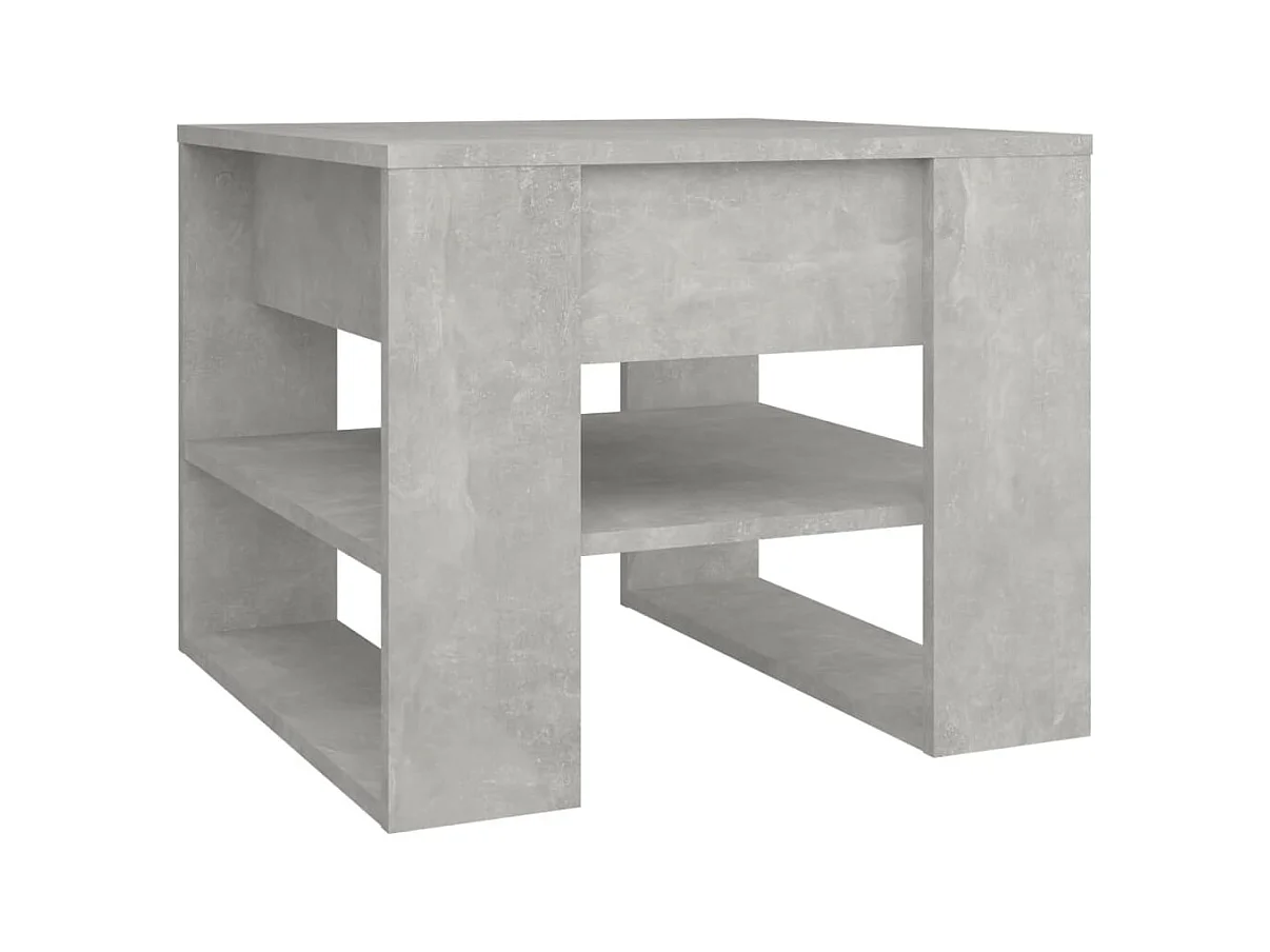 Mesa de centro | Mesa de apoio 55.5x55x45 cm madeira processada cinza cimento