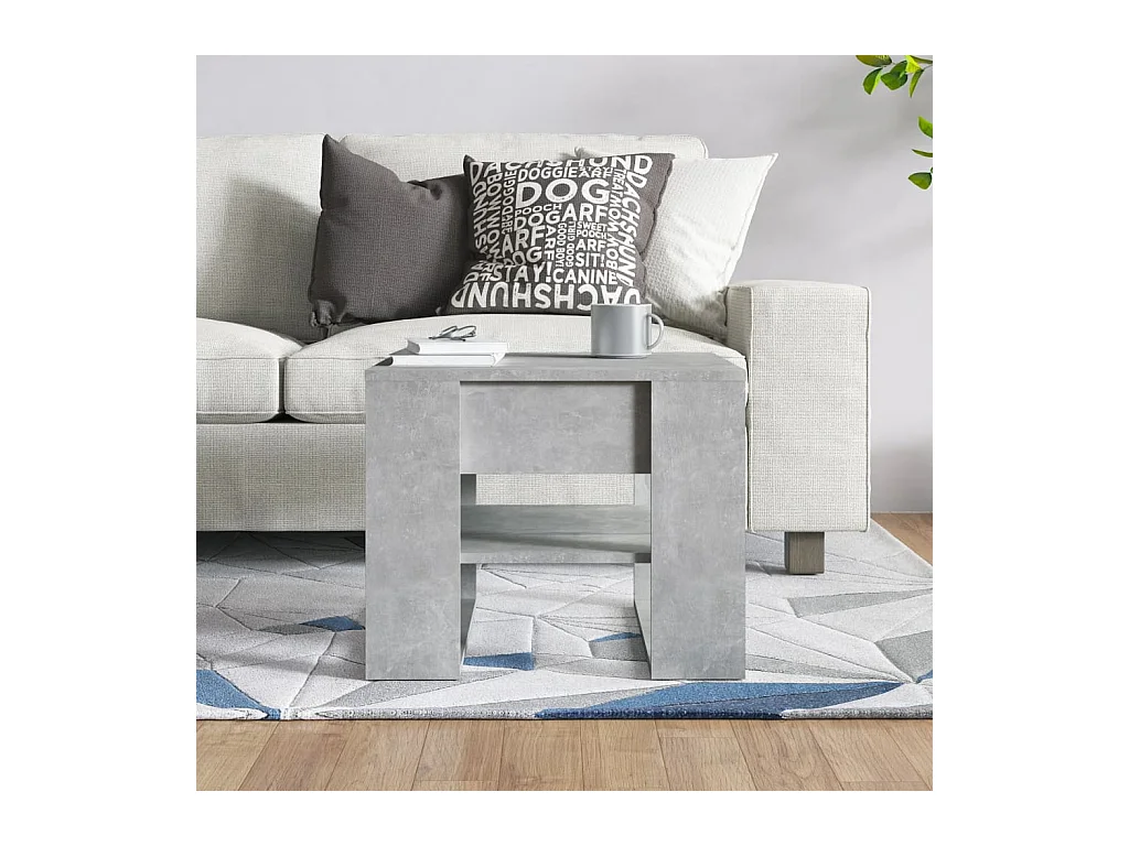 Mesa de centro | Mesa de apoio 55.5x55x45 cm madeira processada cinza cimento