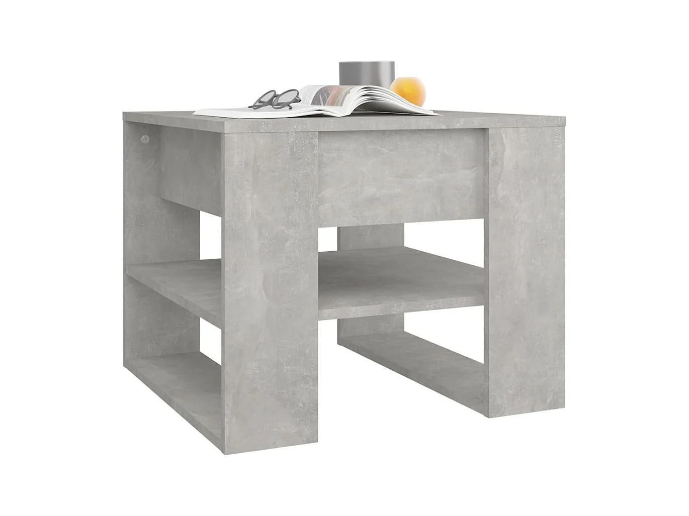 Mesa de centro | Mesa de apoio 55.5x55x45 cm madeira processada cinza cimento