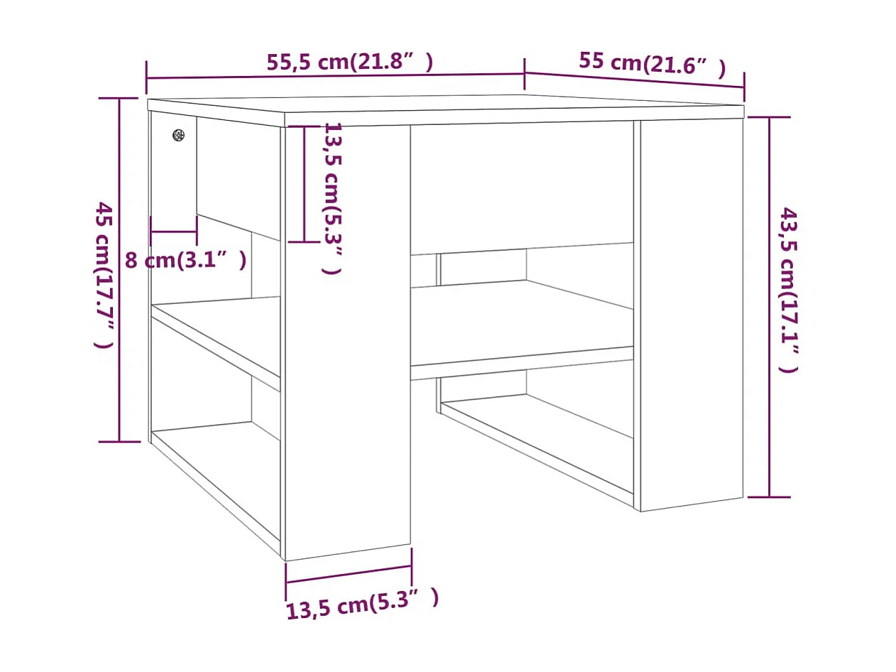 Couchtisch-Sofatisch-Beistelltische Betongrau 55,5x55x45 cm Holzwerkstoff SHL1749