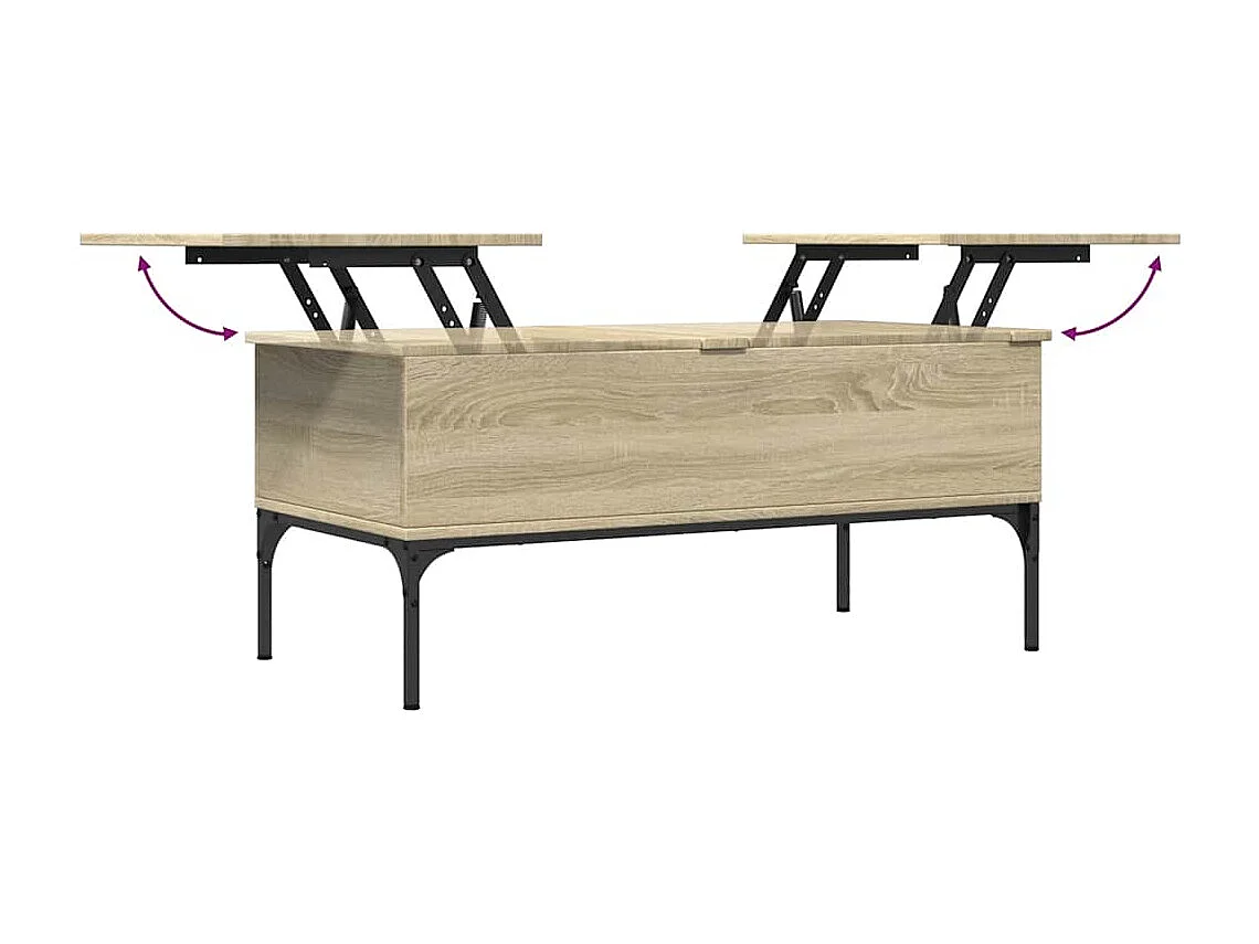 Couchtisch-Wohnzimmertisch-Beistelltische Sonoma-Eiche 100x50x45 cm Holzwerkstoff und Metall SHL45085