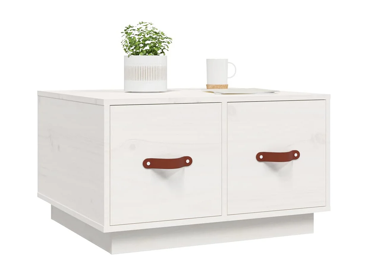 Couchtisch-Wohnzimmertisch-Beistelltische Weiß 60x53x35 cm Massivholz Kiefer SHL80716