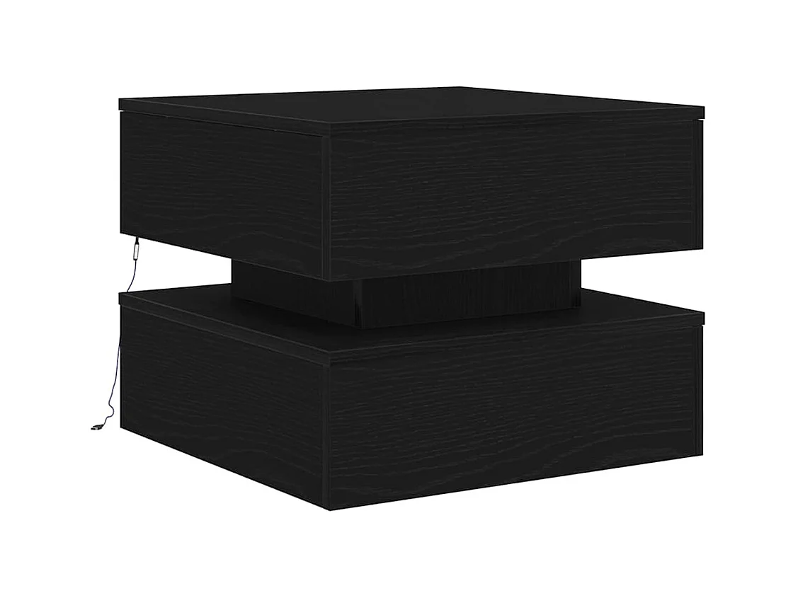 Table basse salon-Table d'appoint avec lumières LED chêne noir 50x50x40 cm SHL39162