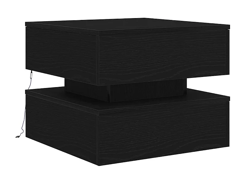 Table basse salon-Table d'appoint avec lumières LED chêne noir 50x50x40 cm SHL39162