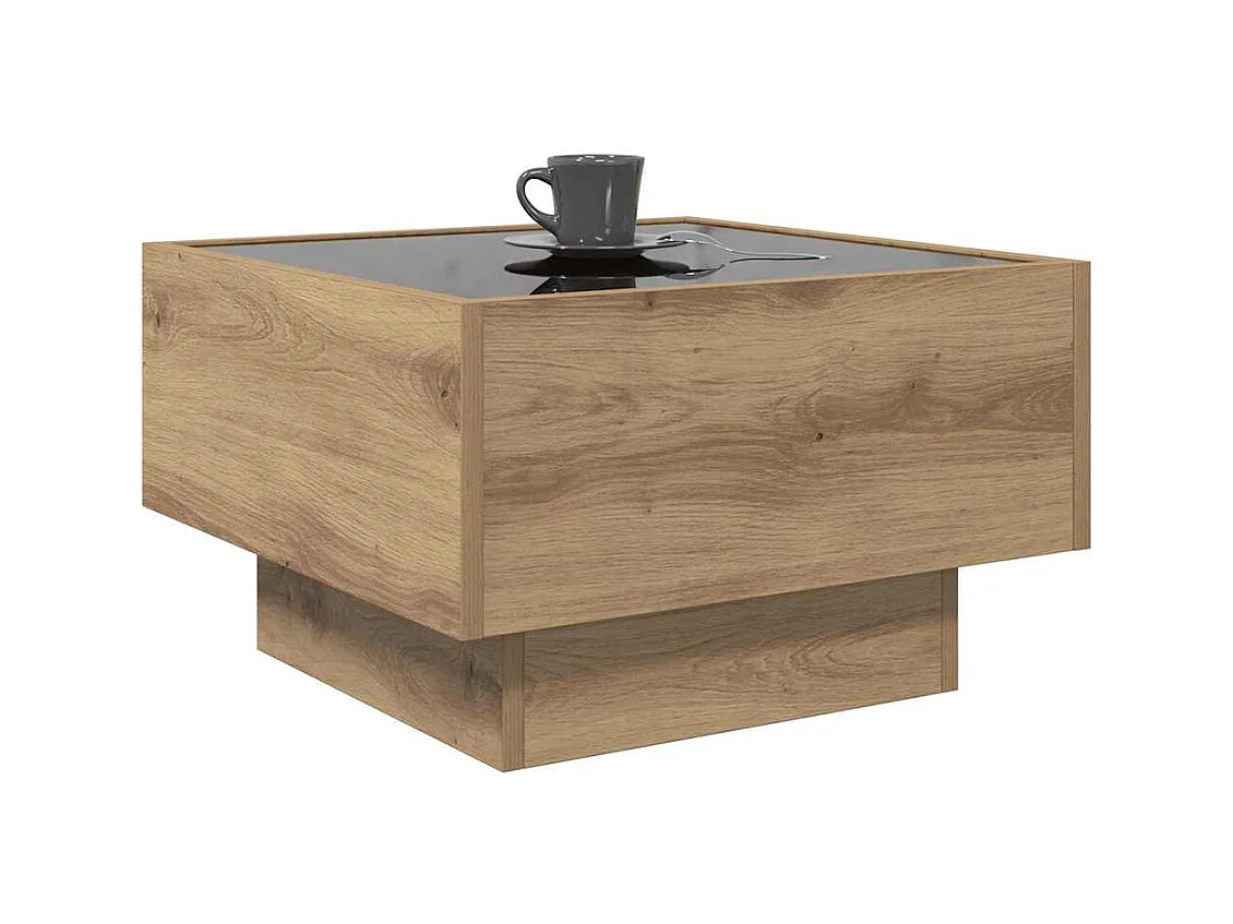 Table basse salon-Table d'appoint chêne artisanal 50x50x30 cm Bois d'ingénierie SHL57452