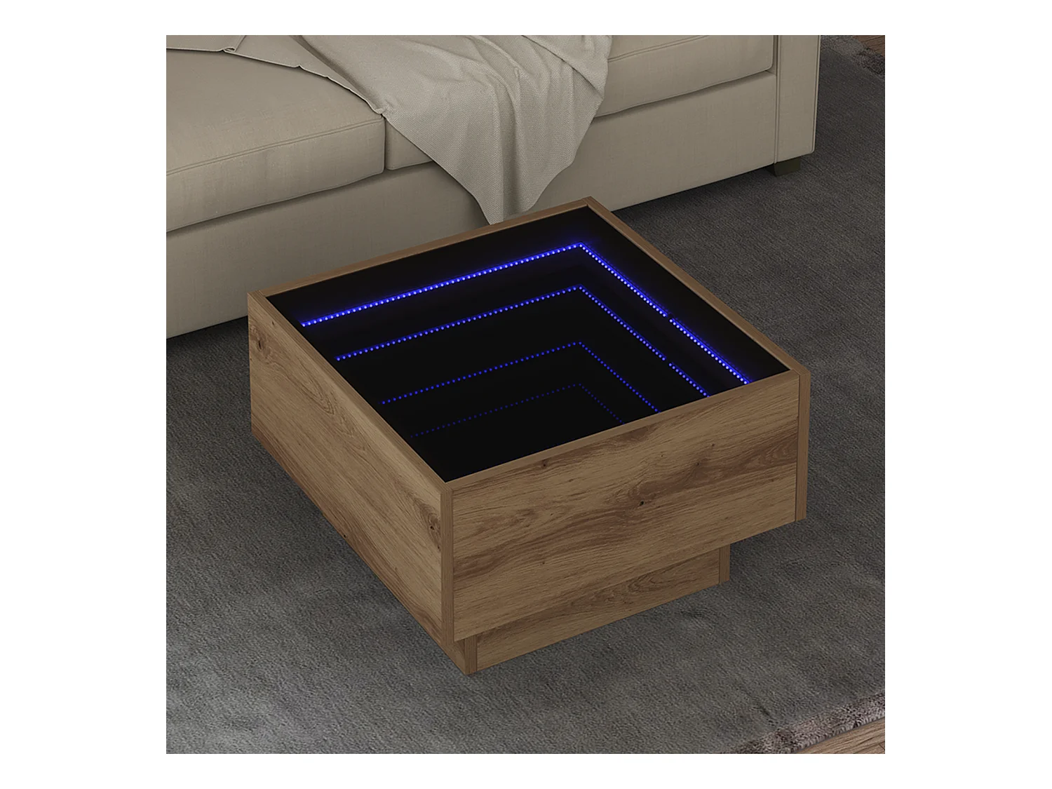 Table basse salon-Table d'appoint chêne artisanal 50x50x30 cm Bois d'ingénierie SHL57452