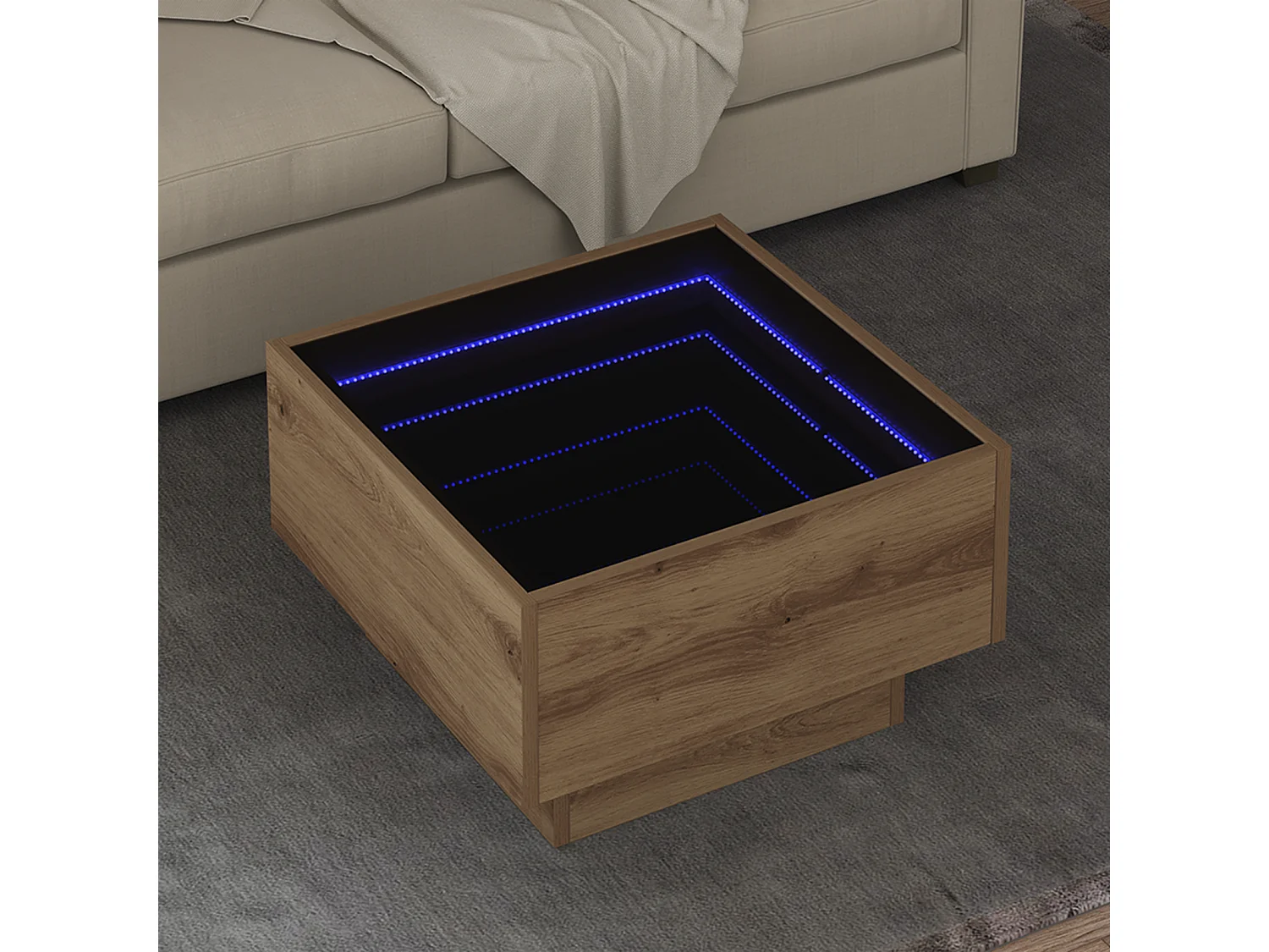 Table basse salon-Table d'appoint chêne artisanal 50x50x30 cm Bois d'ingénierie SHL57452