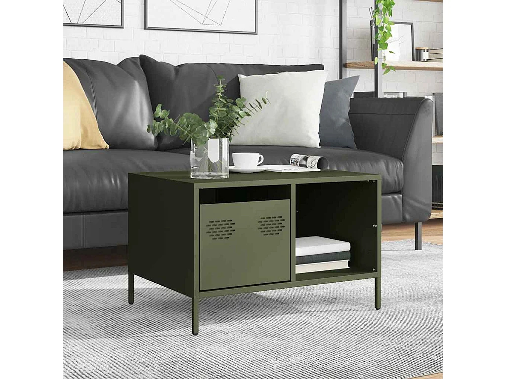 Mesa de centro-Mesa auxiliar madera maciza mango y contrachapada 80x50x40 cm SHL3864