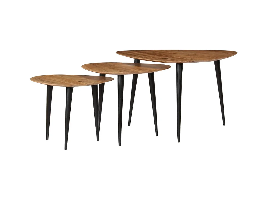 Conjunto de mesas de centro 3 pcs madeira de acácia maciça