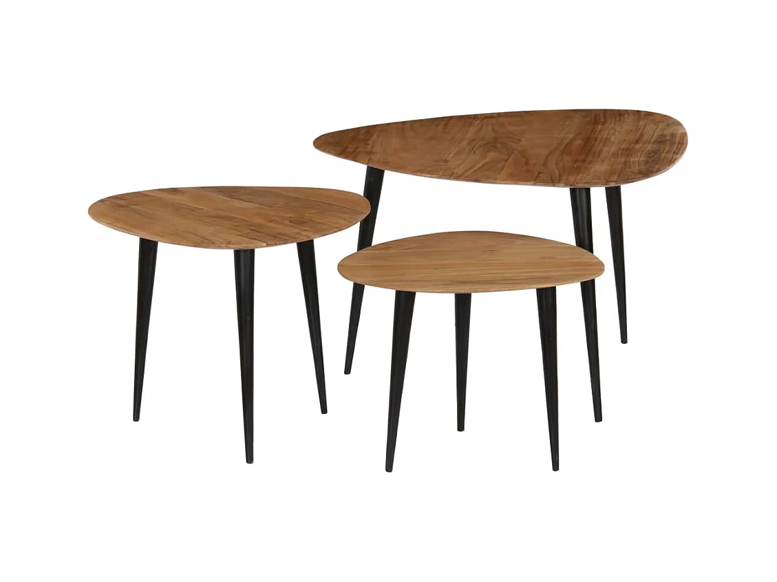 Conjunto de mesas de centro 3 pcs madeira de acácia maciça