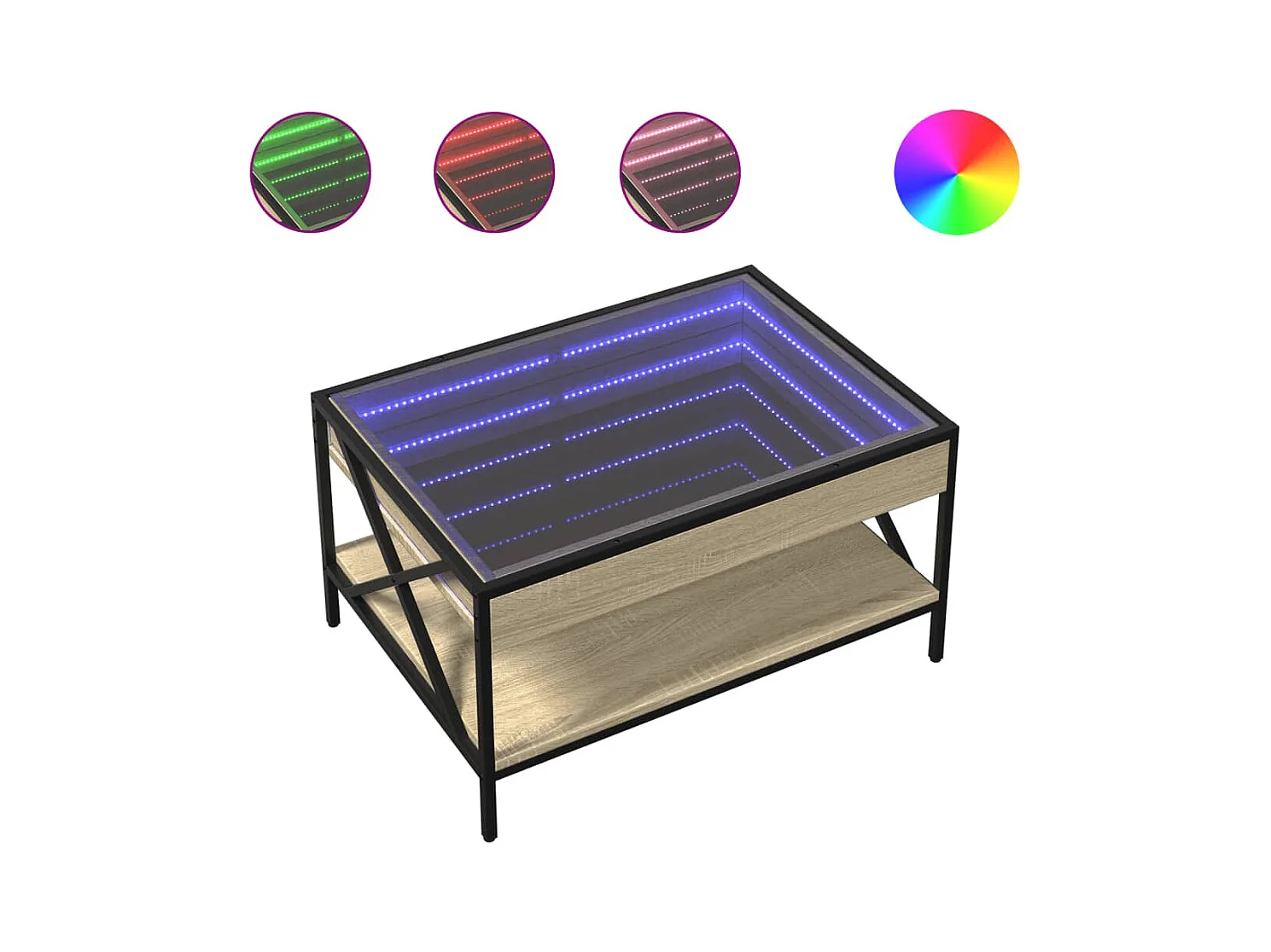 Table basse salon-Table d'appoint avec LED infini chêne sonoma 70x50x38 cm SHL81351