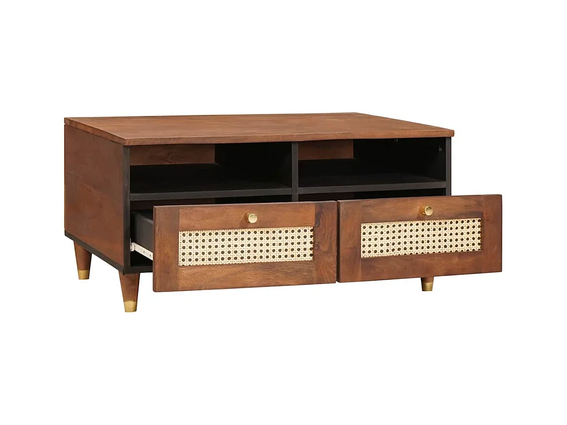 Table basse salon-Table d'appoint avec étagère avec stockage Marron 80x54x40 cm SHL6456