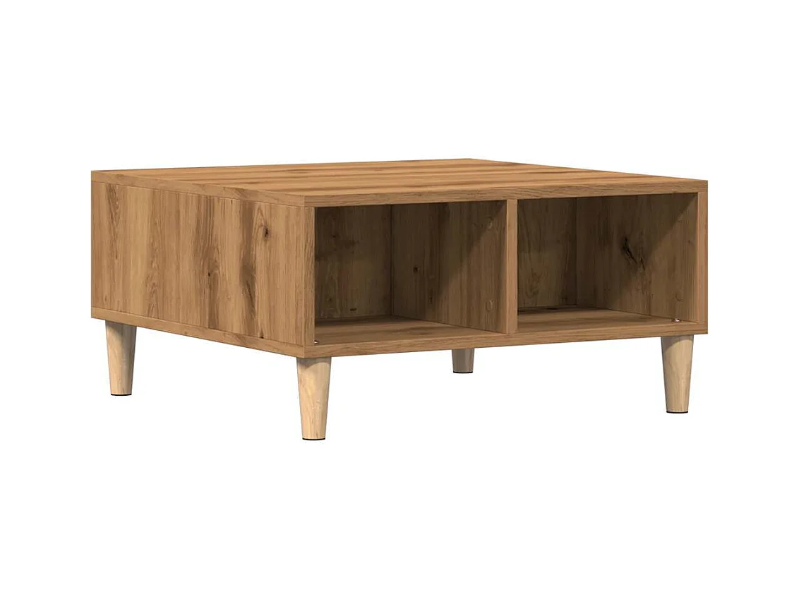 Table basse salon-Table à thé avec rangement chêne artisanal 60x60x30 cm bois d'ingénierie SHL49650