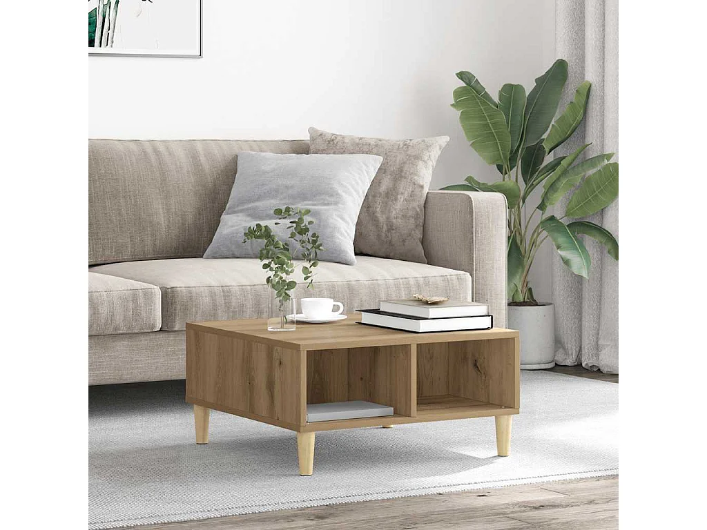 Couchtisch-Wohnzimmertisch-Beistelltische Artisan-Eiche 60x60x30 cm Holzwerkstoff SHL67596