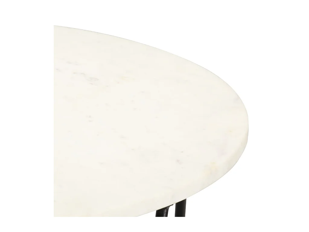 Table basse salon-Table d'appoint Blanc 65x65x42 cm Pierre véritable texture marbre SHL54685