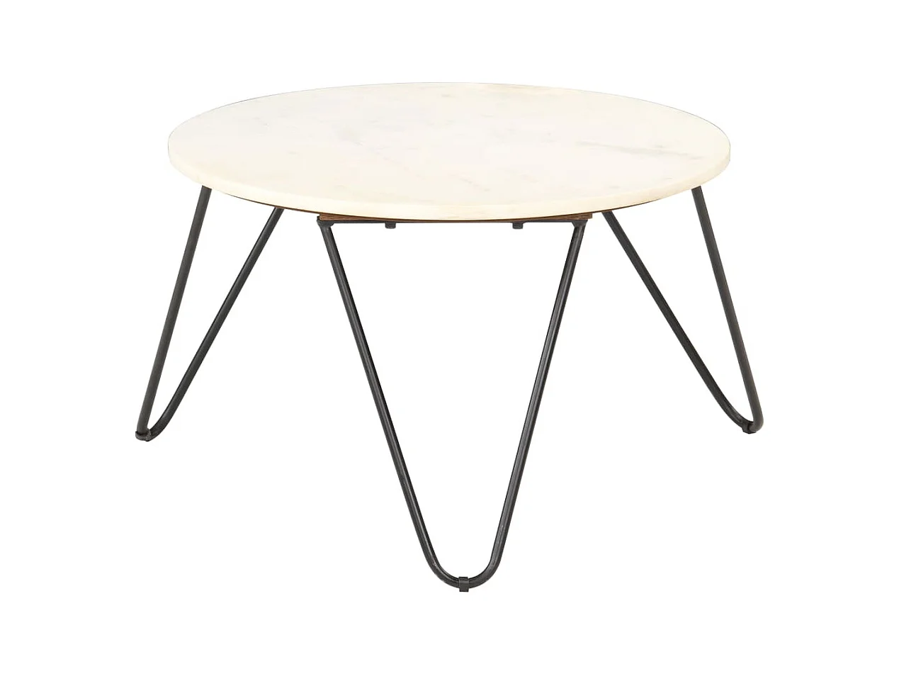 Table basse salon-Table d'appoint Blanc 65x65x42 cm Pierre véritable texture marbre SHL54685