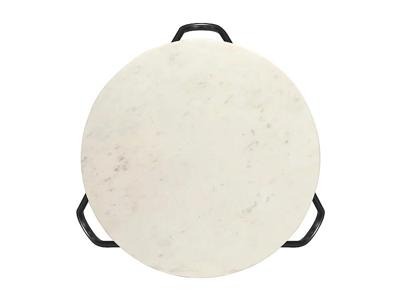 Table basse salon-Table d'appoint Blanc 65x65x42 cm Pierre véritable texture marbre SHL54685