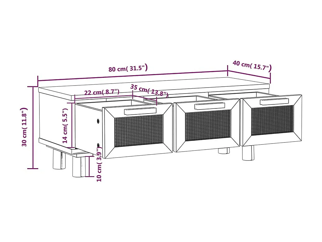 Mesa de centro | Mesa auxiliar acero laminado en frío rosa 68,5x50x43,5 cm SHL2498