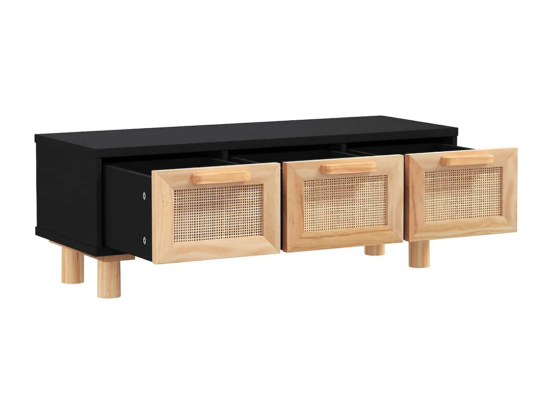Couchtisch-Beistelltische-Sofatisch Schwarz 80x40x30 cm Holzwerkstoff Massivholz Kiefer SHL77754