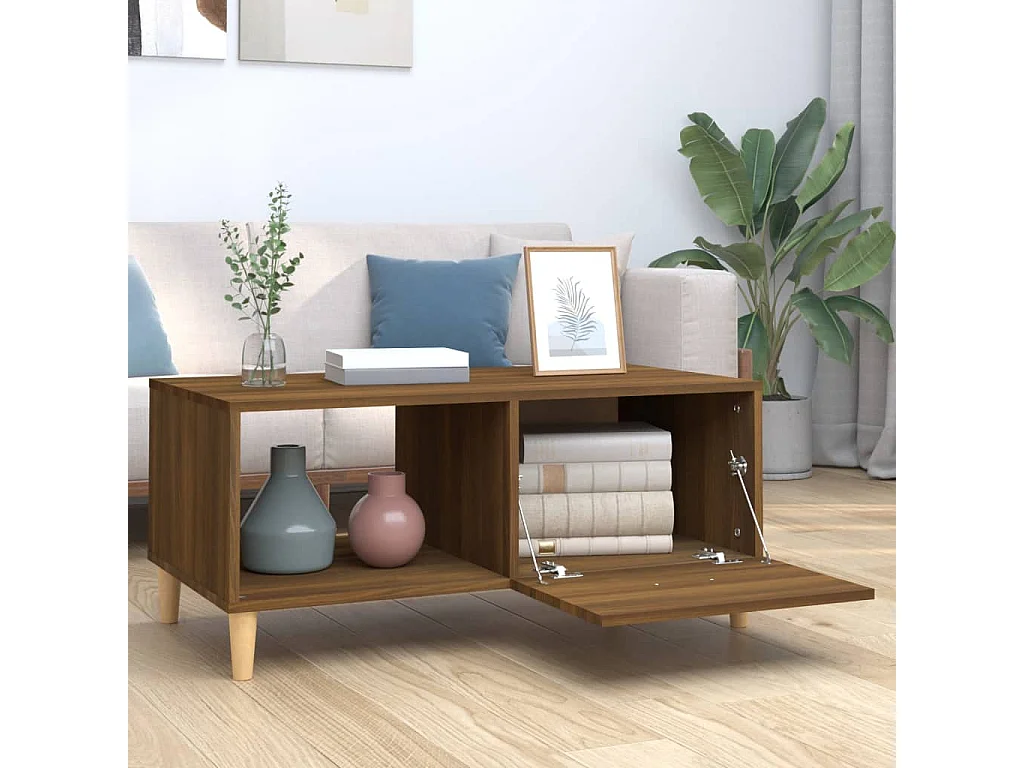 Mesa de centro | Mesa auxiliar madera contrachapada negro 55x55x36,5 cm SHL3199