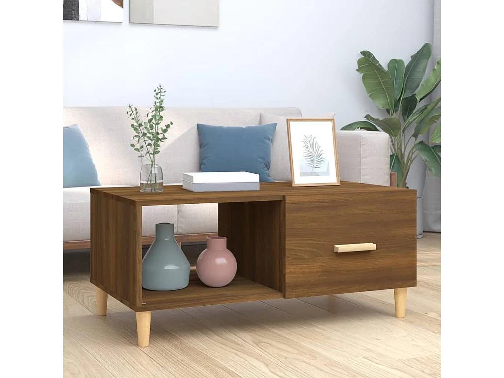 Mesa de centro | Mesa auxiliar madera contrachapada negro 55x55x36,5 cm SHL3199