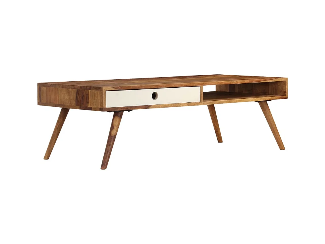 Mesa de centro | Mesa de café | Mesa auxiliar con cajón Marrón y Negro 80x54x40 cm SHL3496