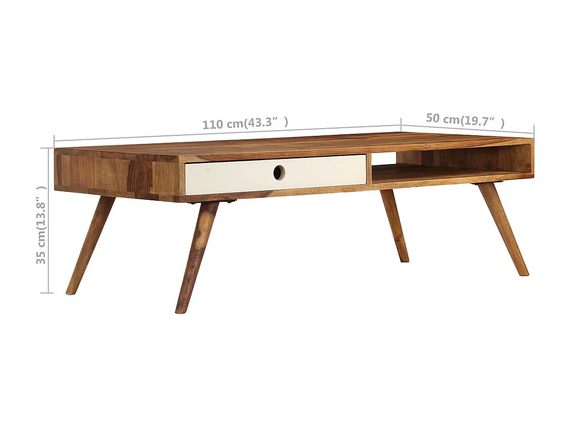 Mesa de centro | Mesa de café | Mesa auxiliar con cajón Marrón y Negro 80x54x40 cm SHL3496