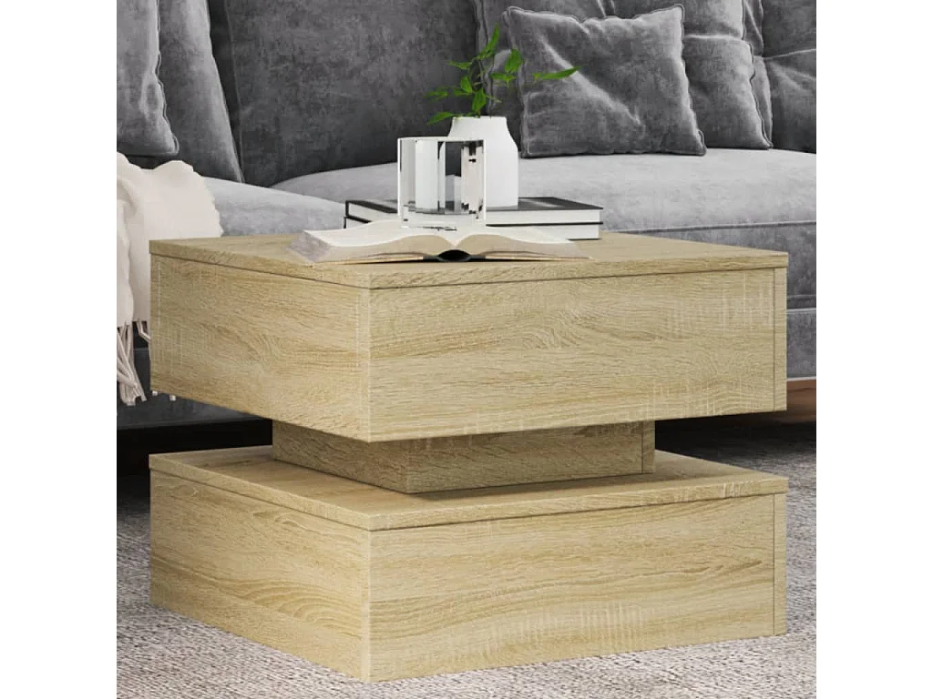 Couchtisch mit LED-Leuchten Sonoma-Eiche 50x50x40 cm SHL13856