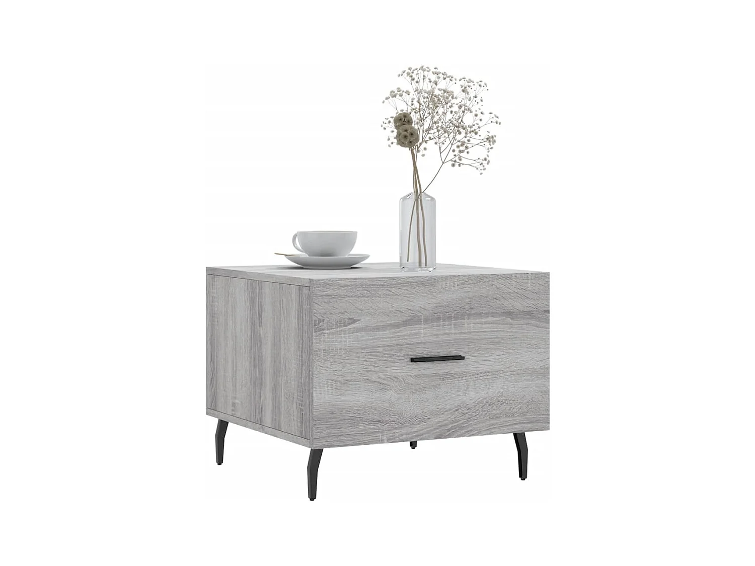 Salontafel | Woonkamertafel | Bijzettafel 50x50x40 cm bewerkt hout grijs sonoma eiken