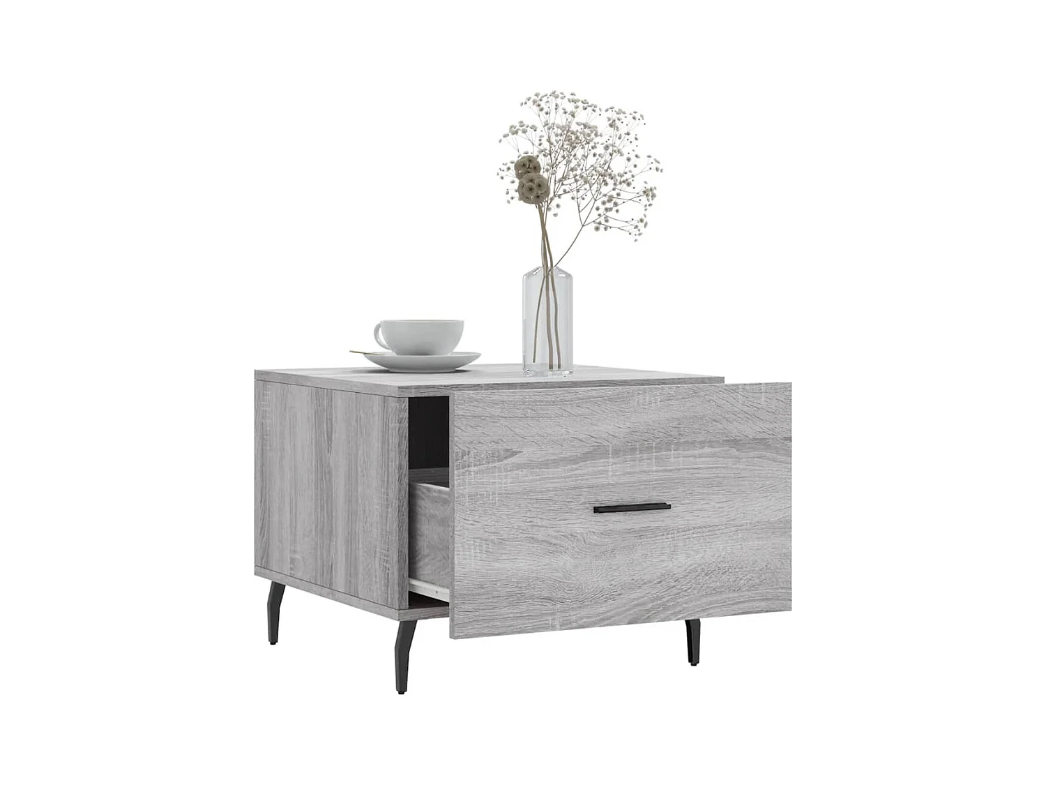 Salontafel | Woonkamertafel | Bijzettafel 50x50x40 cm bewerkt hout grijs sonoma eiken