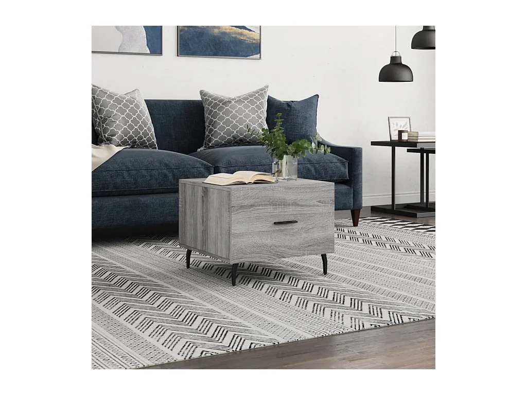 Salontafel | Woonkamertafel | Bijzettafel 50x50x40 cm bewerkt hout grijs sonoma eiken