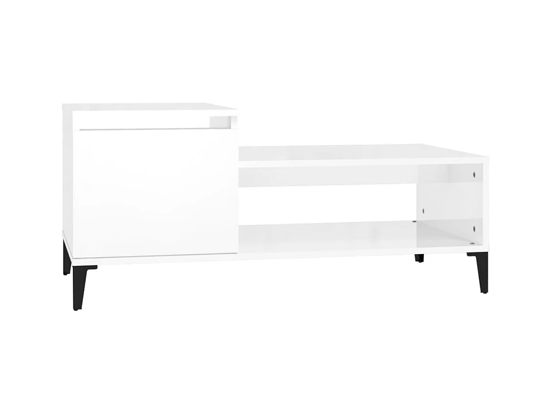 Table basse salon-Table d'appoint Blanc brillant 100x50x45 cm Bois d'ingénierie SHL70830