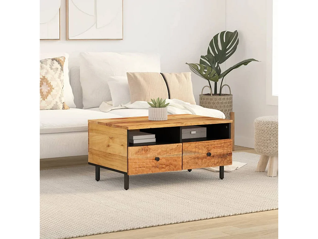 Couchtisch-Sofatisch-Beistelltische 80x54x40 cm Massivholz Akazie SHL63807