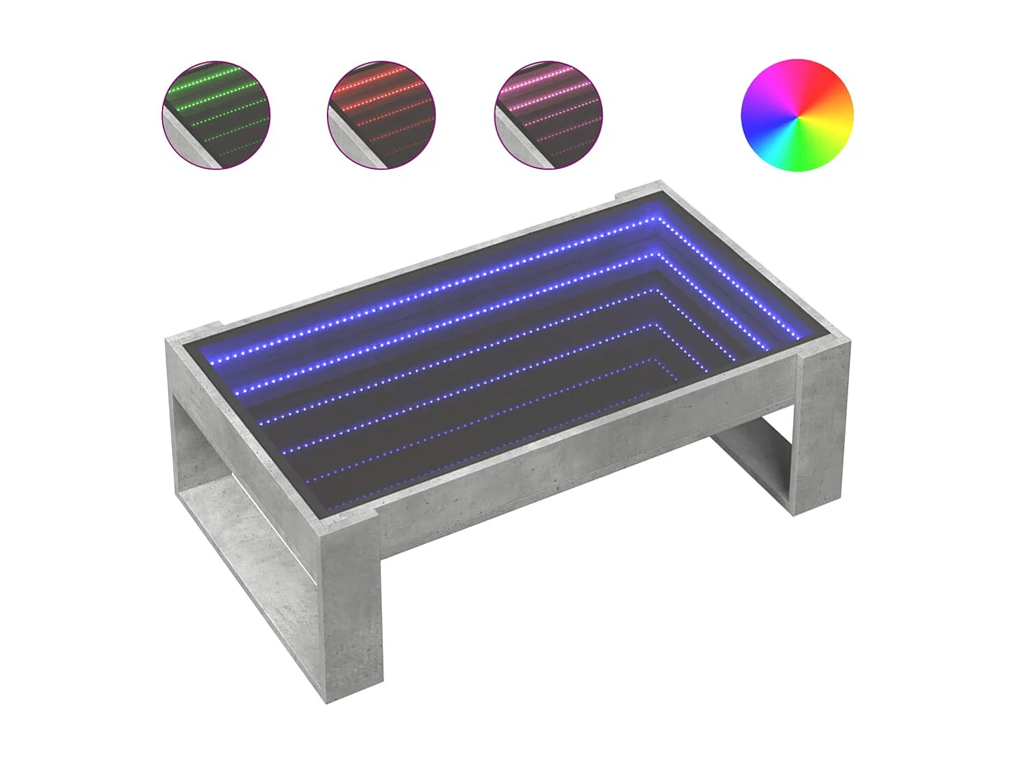 Couchtisch mit Infinity-LED | Beistelltische | Sofatisch Betongrau 90x53x30 cm SHL8217