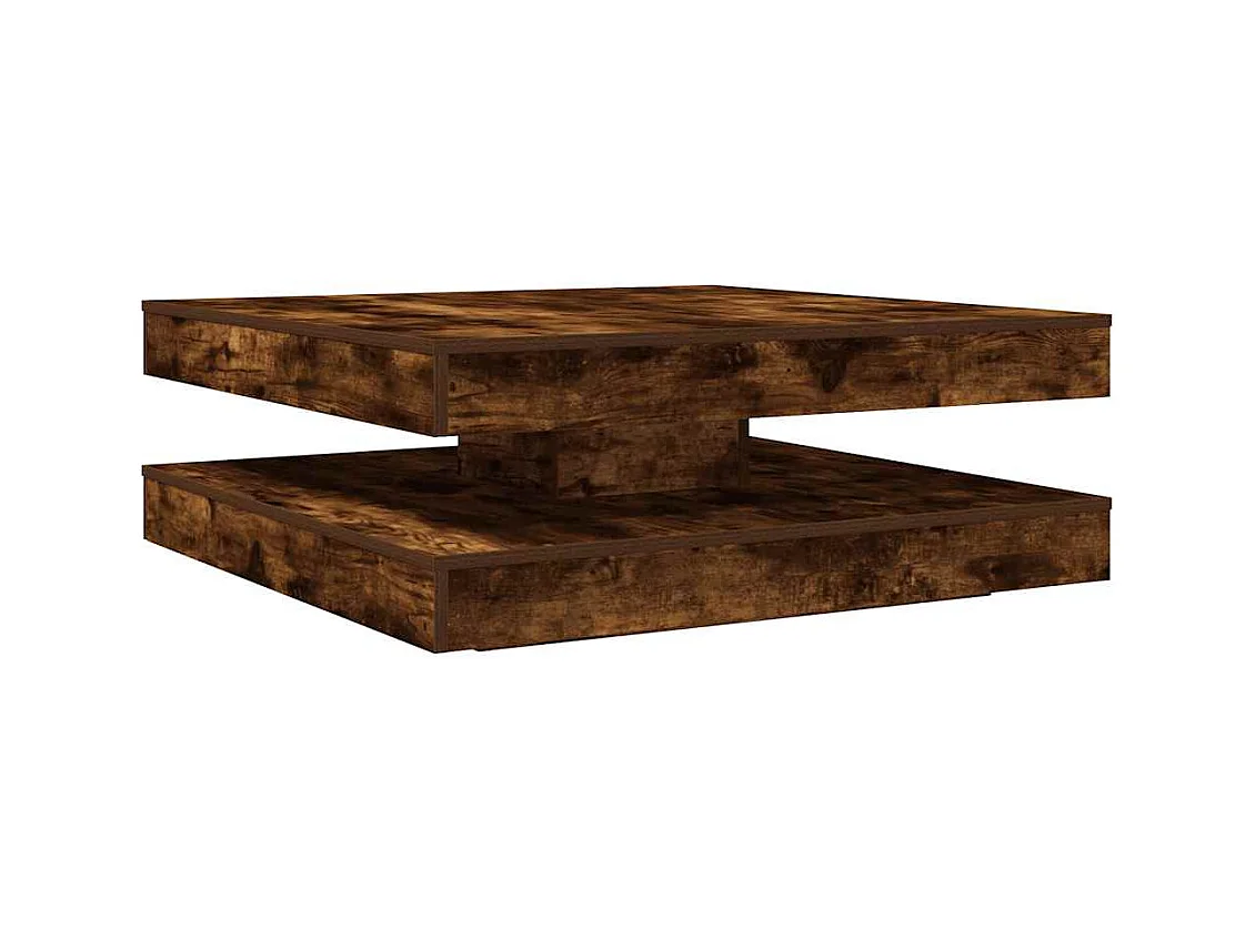 Table basse salon-Table d'appoint rotative à 360 degrés chêne fumé 90x90x34,5 cm SHL33404