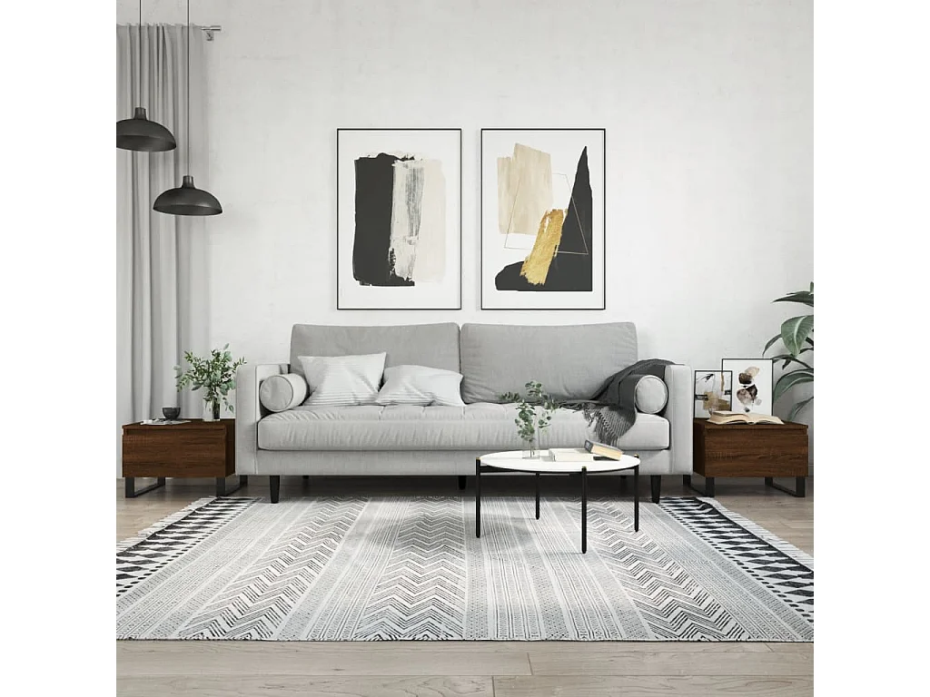 Conjunto de 2 Mesas de Centro | Mesa de apoio | Mesa de café 50x46x35 cm deriv. madeira carvalho castanho