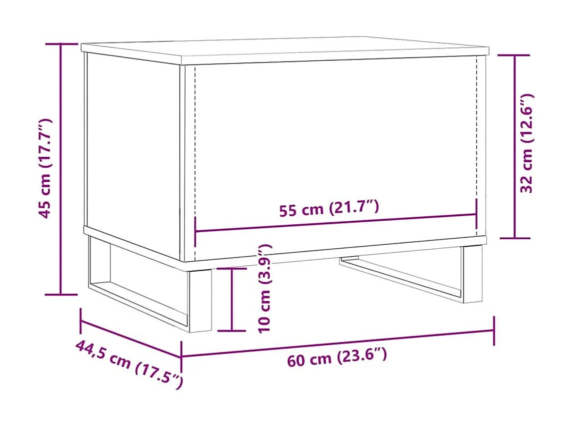 Couchtisch-Wohnzimmertisch-Beistelltische Artisan-Eiche 60x44,5x45 cm Holzwerkstoff SHL4180