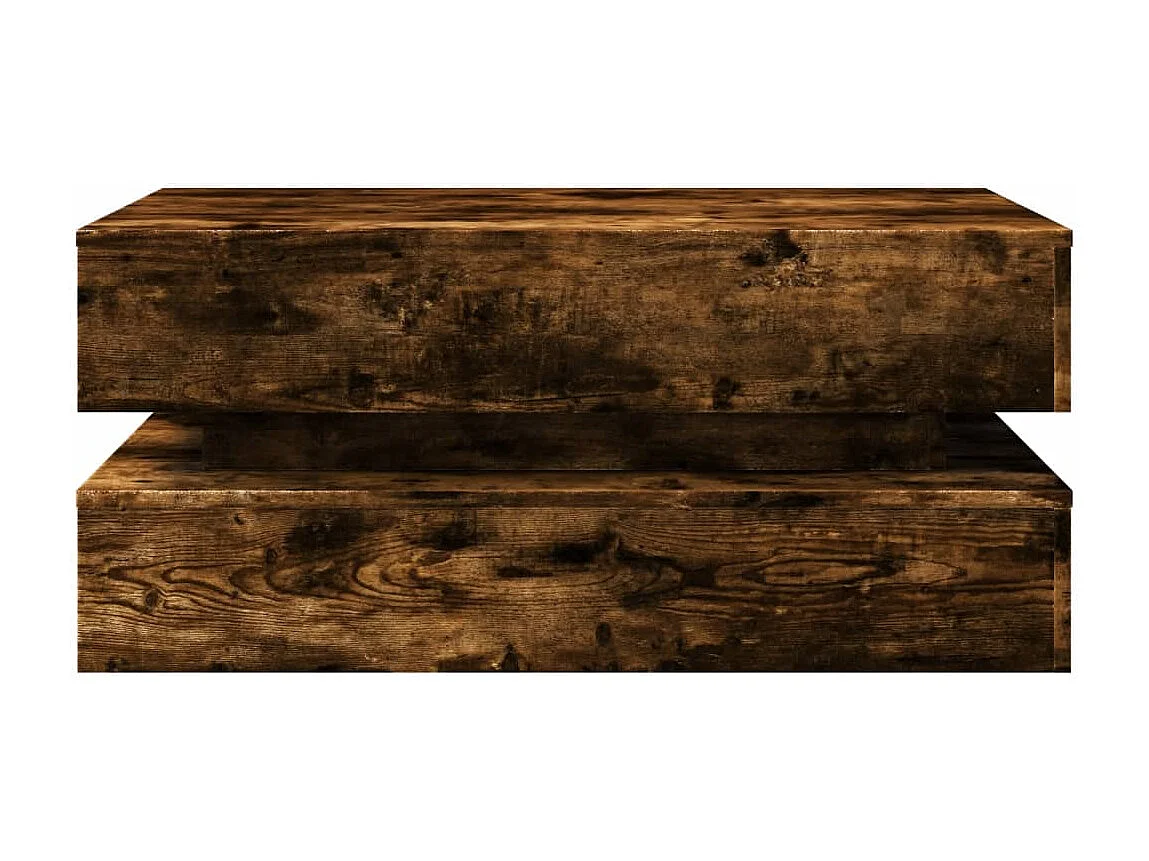 Table basse salon-Table d'appoint avec lumières LED chêne fumé 90x50x40 cm SHL36800