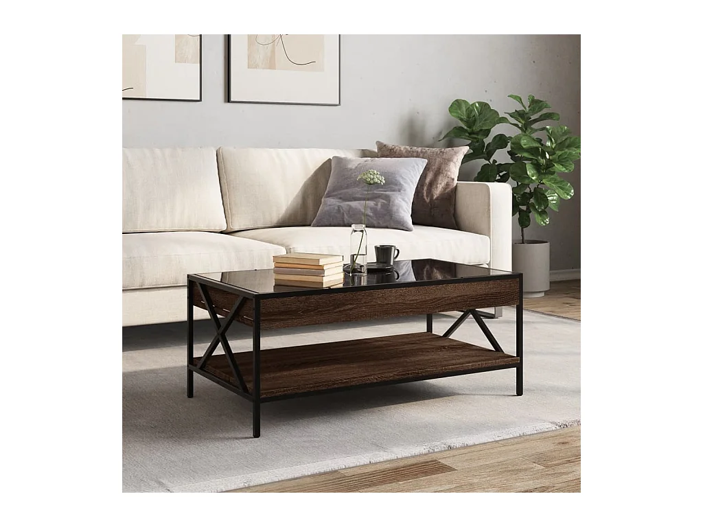 Mesa de centro-Mesa auxiliar madera de ingeniería roble marrón 40x40x43 cm SHL3098